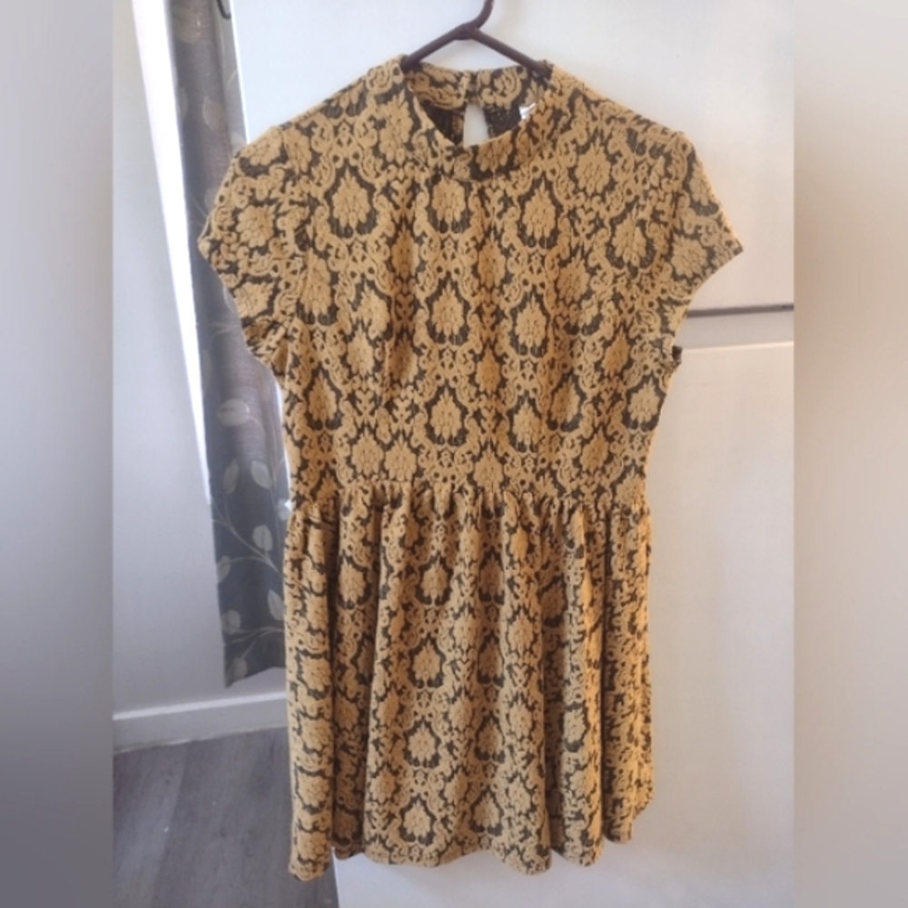 Xhilaration Gold and Black Lace Dress Size XL.